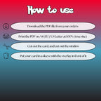 How to use the printable Pokémon card overlays: download the PDF, print on A4 or US Letter at 100 percent true size, cut out the card and the window, and sleeve your card behind the overlay.