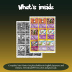 Xatu binder pages set overview showing the included Pokémon cards to print and cut for your binder sleeves.