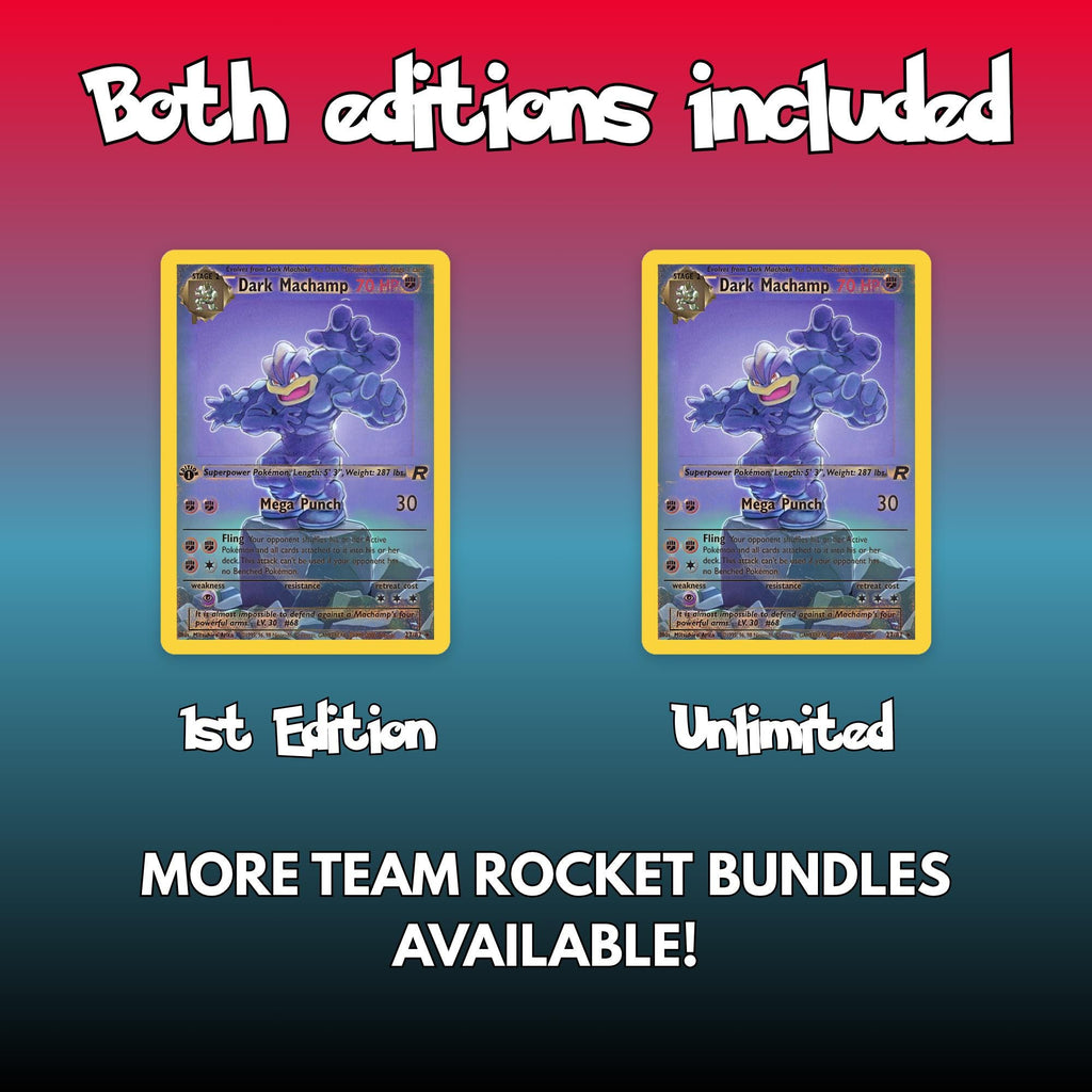 The same Team Rocket full art overlay shown for the 1st Edition and the Unlimited print, with both sheets included in one download.